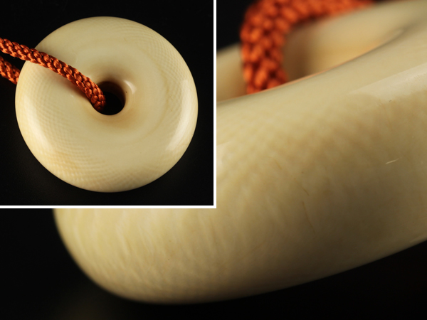 【琴》古美術品 本象牙饅頭根付 時代提げ物 AJ171