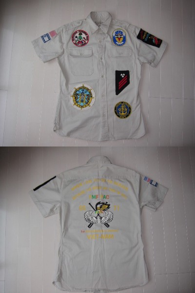 アヴィレックス　ミリタリー　サファリシャツ　ワッペン付