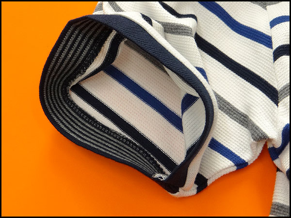 新品 TKタケオキクチ パネルボーダーポロシャツXL白紺青灰I11188