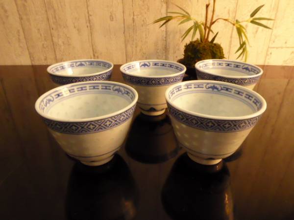 e2272 蛍茶碗 5客 ( 玩玉 4客 中國 1客 ) 蛍焼 煎茶碗 蛍手 美術品・アンティーク・コレクション e2272 蛍茶碗 5客 ( 玩玉 4客