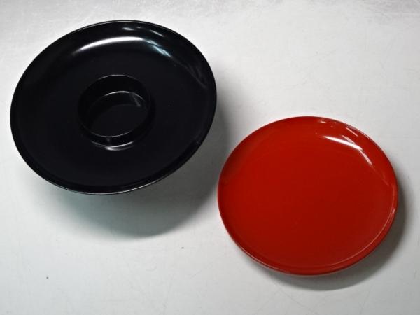 △茶懐石道具【木製朱塗 引盃と盃台】艶やかです！ 茶道具