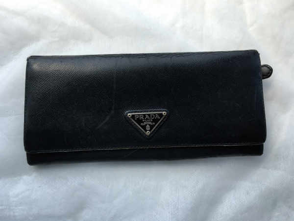 1円～本物プラダPRADA本革レザー長財布サイフイタリア製黒メンズ