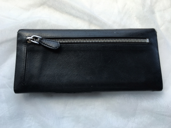 1円～本物プラダPRADA本革レザー長財布サイフイタリア製黒メンズ