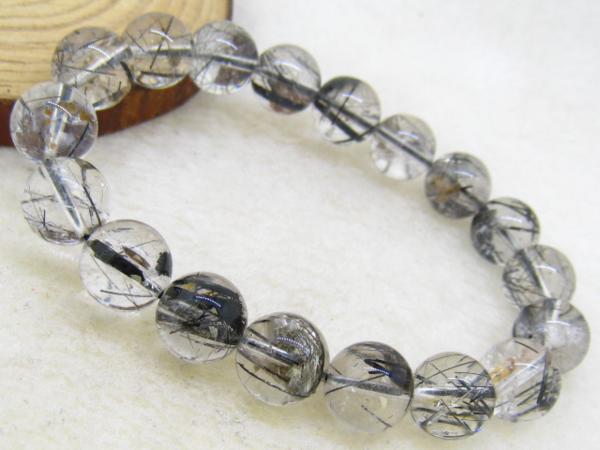0728p608天然水晶【ブラックルチル黒針】ブレス11.5-12mm