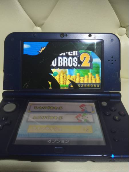 ジャンク new 3DS LL メタリックブルー 本体のみ 上部液晶割れ