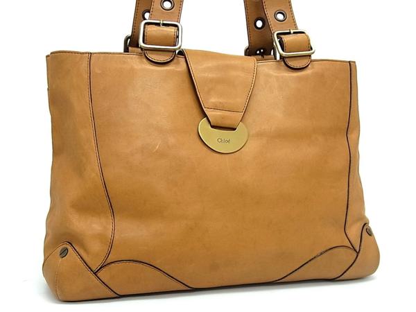 1円 クロエ レザー トート ショルダーバッグ ベージュ A697 クロエ 