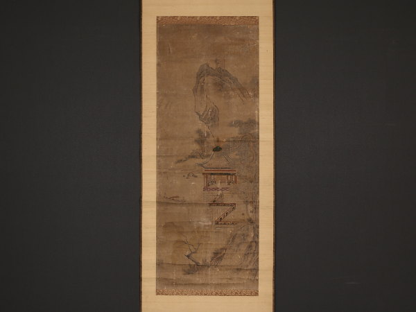 伝来】a2009〈沈周〉楼閣山水図 中国画 沈石田 2009M8Kgtt 【公式通販】