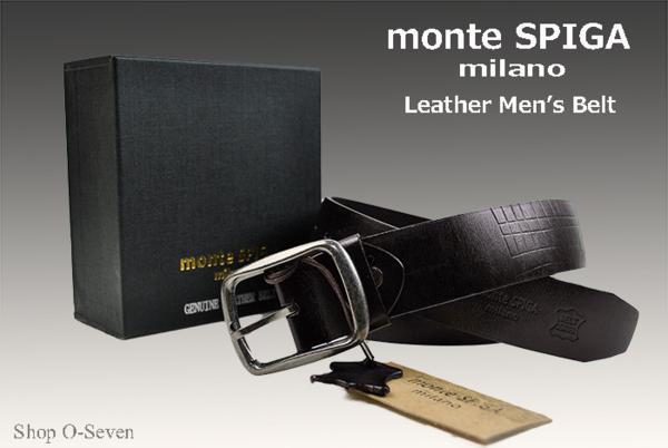 ■１円～☆ブランド・モンテスピガ・一枚革メンズベルト（濃茶）