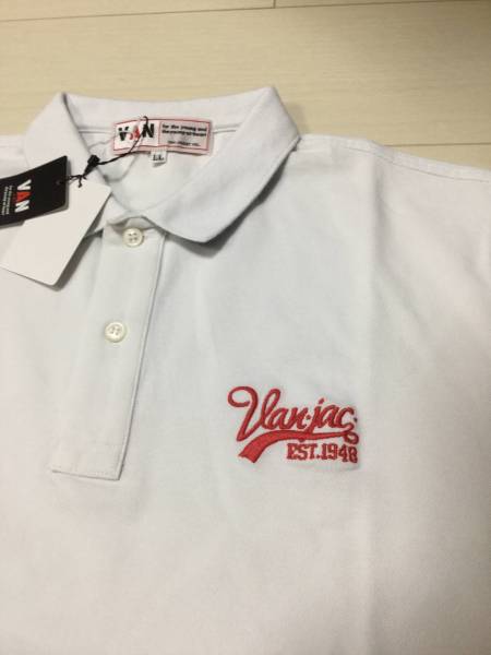 VAN JAC 半袖ワンポイント刺繍ポロシャツ L 新品 J.PRESS 白