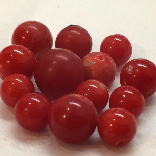 【血赤珊瑚おまとめ】33ct 本サンゴ 丸玉 ルース 裸石