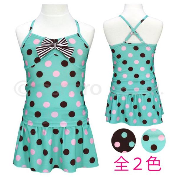 セパレート水着子供女児水玉柄スイムウエア◇ミント◇150