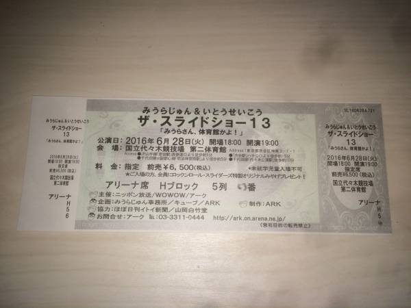 6/28 ザ・スライドショー13 アリーナHブロック5列目1枚　即決