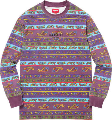 トップス Supreme 16SS Printed Stripe L/S Top supreme 16ss paisley stripe l/s top M シュプリーム Supreme