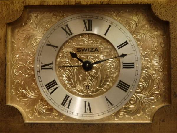 スイスの名門 貴重 SWIZA製 真鍮装飾 枕時計 置き時計 動作品 SWIZA