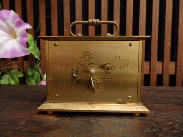 スイスの名門 貴重 SWIZA製 真鍮装飾 枕時計 置き時計 動作品 SWIZA