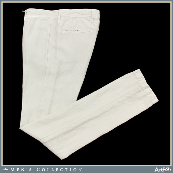 1円 Massimo Alba◆生成リネン混テーパード美脚パンツr667*s46