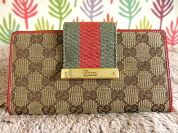 r*2様 【GUCCI】グッチ GGキャンバス 長財布 ピンク ☆ グッチ GG キャンバス レザー 二つ折り 長財布 ピンク系 ☆