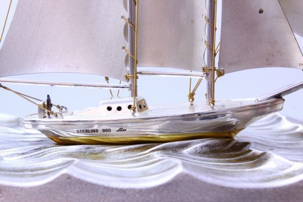 ヨット 刻印 0 STERLING 銀製 - SILVER SEKI 関工芸 帆船 「銀製ヨット