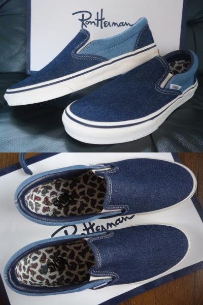 バンズVANSインディゴデニム×ペイズリー柄スリッポンスニーカー