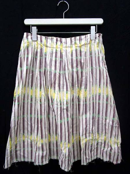 マルニ スカート ひざ丈 タック ストライプ 42 ベージュ