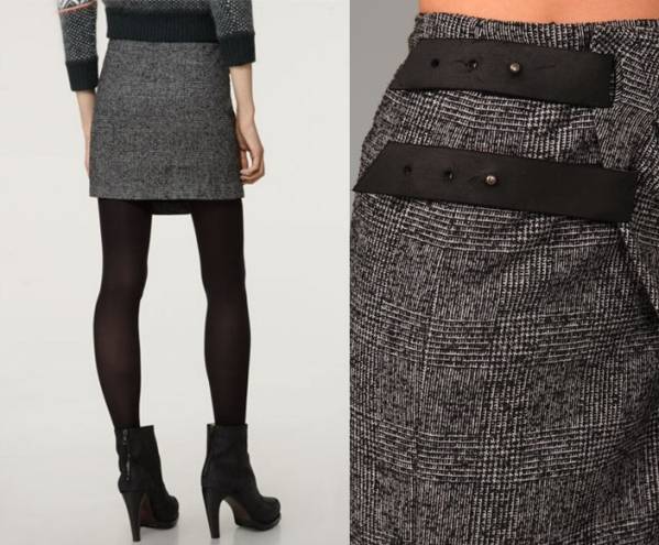 rag&bone レザーベルト付きウールラップスカート グレンチェック