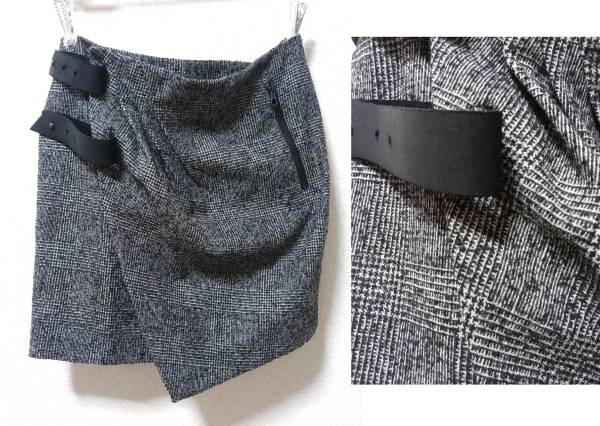 rag&bone レザーベルト付きウールラップスカート グレンチェック