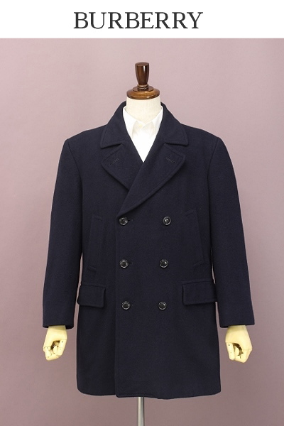☆BURBERRY/バーバリー ウール Pコート 紺 MA BURBERRY/バーバリー