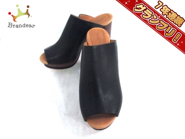 シーバイクロエ ミュール 40 レディース 黒×ブラウン レザー