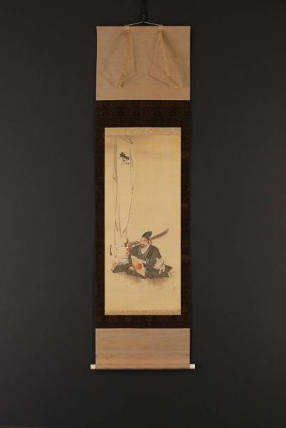 6255【一灯】送料無料 侍図 武士 絹本