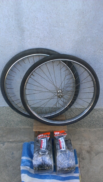 昭和レトロ/実用/運搬車☆ウエルビー前後リム☆中古/新品タイヤ