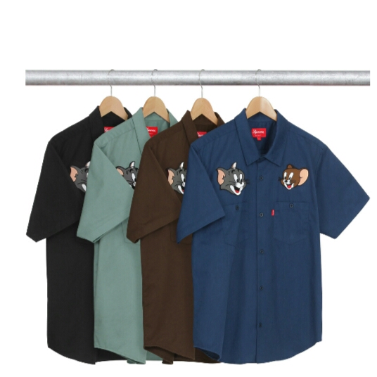 ※黒のみ Supreme 16fw Tom & Jerry Work Shirt L トム&ジェリー