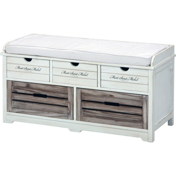 送料無料/木製アンティークベンチ 引き出し/完成品 幅90cm/新品