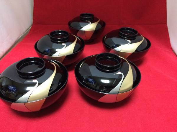 山中漆器吸い物椀　５客