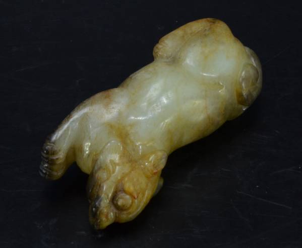 慰】中国美術 玉石白玉彫刻 神獣 置物 古玩 C7VB