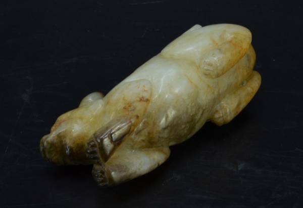 慰】中国美術 玉石白玉彫刻 神獣 置物 古玩 C7VB