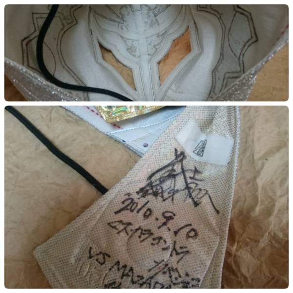 新日本プロレス BUSHI 本人使用済み サイン入試合用マスク インゴ