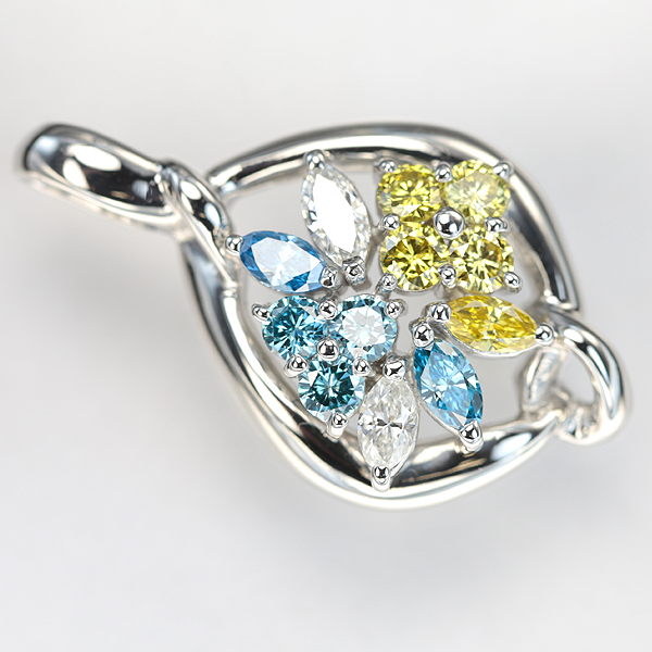 【SH】Pt900 カラーダイヤペンダント 1.09ct【送料無料】