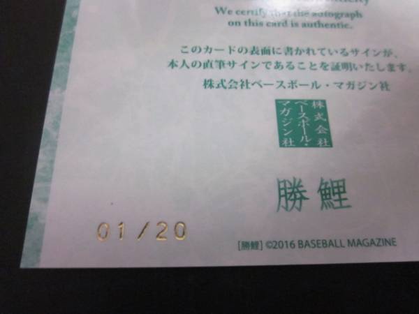 2016 勝鯉☆ 今村 猛 ☆ 直筆サイン 01/20 広島 1stNO