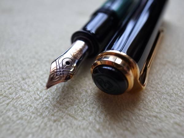 ペリカン万年筆400 緑縞軸 14C－585 ＜F＞ 良品