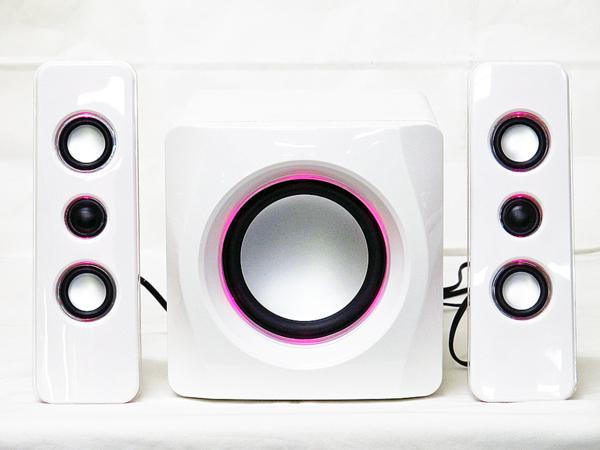 フィフティ 2.1chアンプ内蔵スピーカー DSP-2809V-WH イルミ付