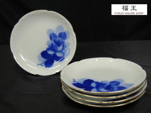 大倉陶園（OKURA）ブルーローズ プレート×5 y100
