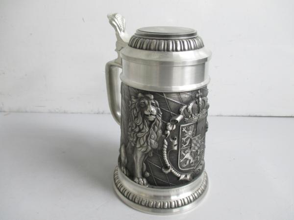 ◎△SKS製 ZINN 95% ビアマグ ビアジョッキ 蓋付き