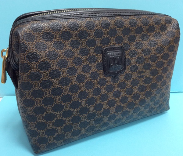 CELINE セリーヌ マカダム柄 ブラック 化粧ポーチ コスメポーチ