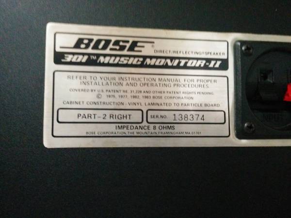 名機 BOSE ボーズ 301 MUSIC MONITOR-II MMII ペア 動作品 中古 名機