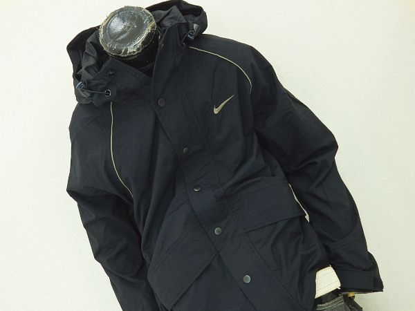 ★ナイキゴルフNIKEGOLFナイロンレインウェア上下Sブラック★