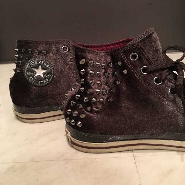 コンバース ベロアスタッズスニーカー ブラックラメ 27