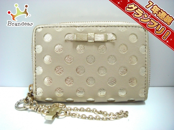 アンテプリマ コインケース 美品 ベージュ×ゴールド レザー