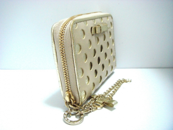 アンテプリマ コインケース 美品 ベージュ×ゴールド レザー