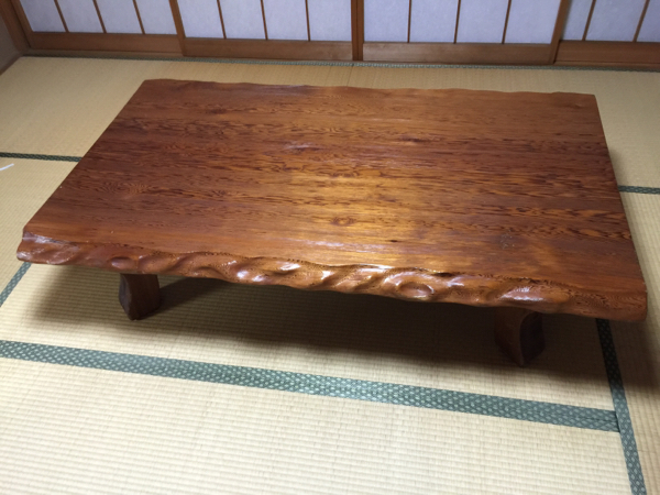 美品座卓 高級一枚板風 折り畳み座卓 昭和レトロ アンティーク 職人