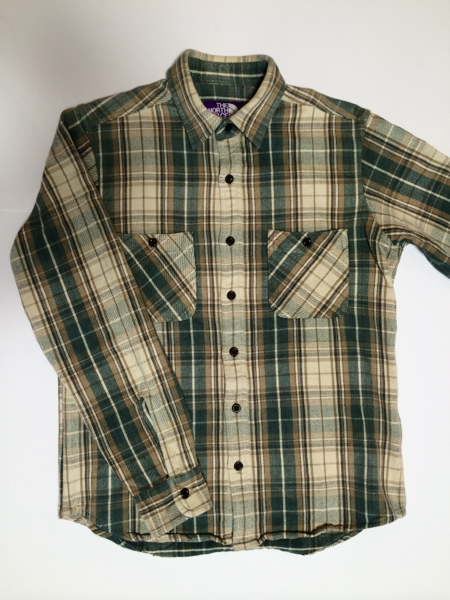 ノースフェイスパープルレーベル チェックヘビーネルシャツ M